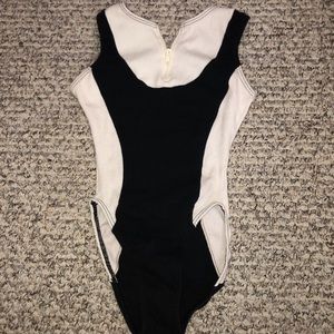 Black and white ribbed bodysuit